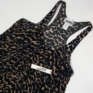 JAY GODFREY leopard velvet burnout sheer flowy tank blouse dressy animal print